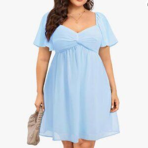 Women's 24W Pinup Fashion Cocktail Dress Sweetheart Chiffon Wedding Guest